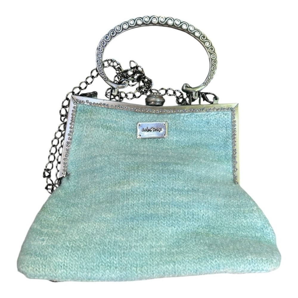 Elegant and Funky Blue Knit Handbag Vintage